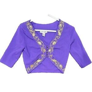 WD-NY Cropped Top Purple with Gold Beaded Accent Size Small Brand New NWOT